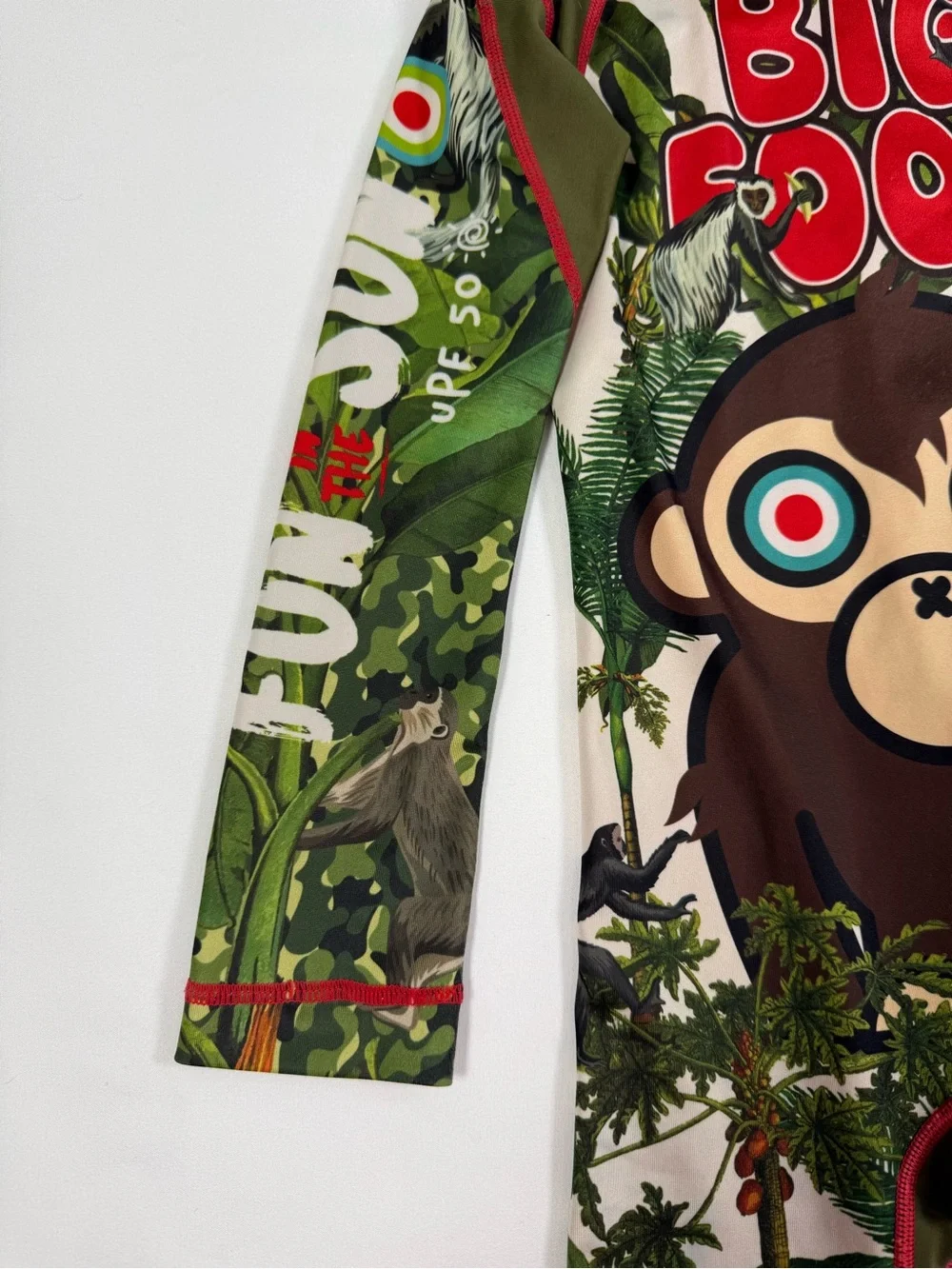 KRIO + COLOR Big Foot Jungle Rash Guard Swimsuit 4-6 Tropical‎ Monkey UPF 50+